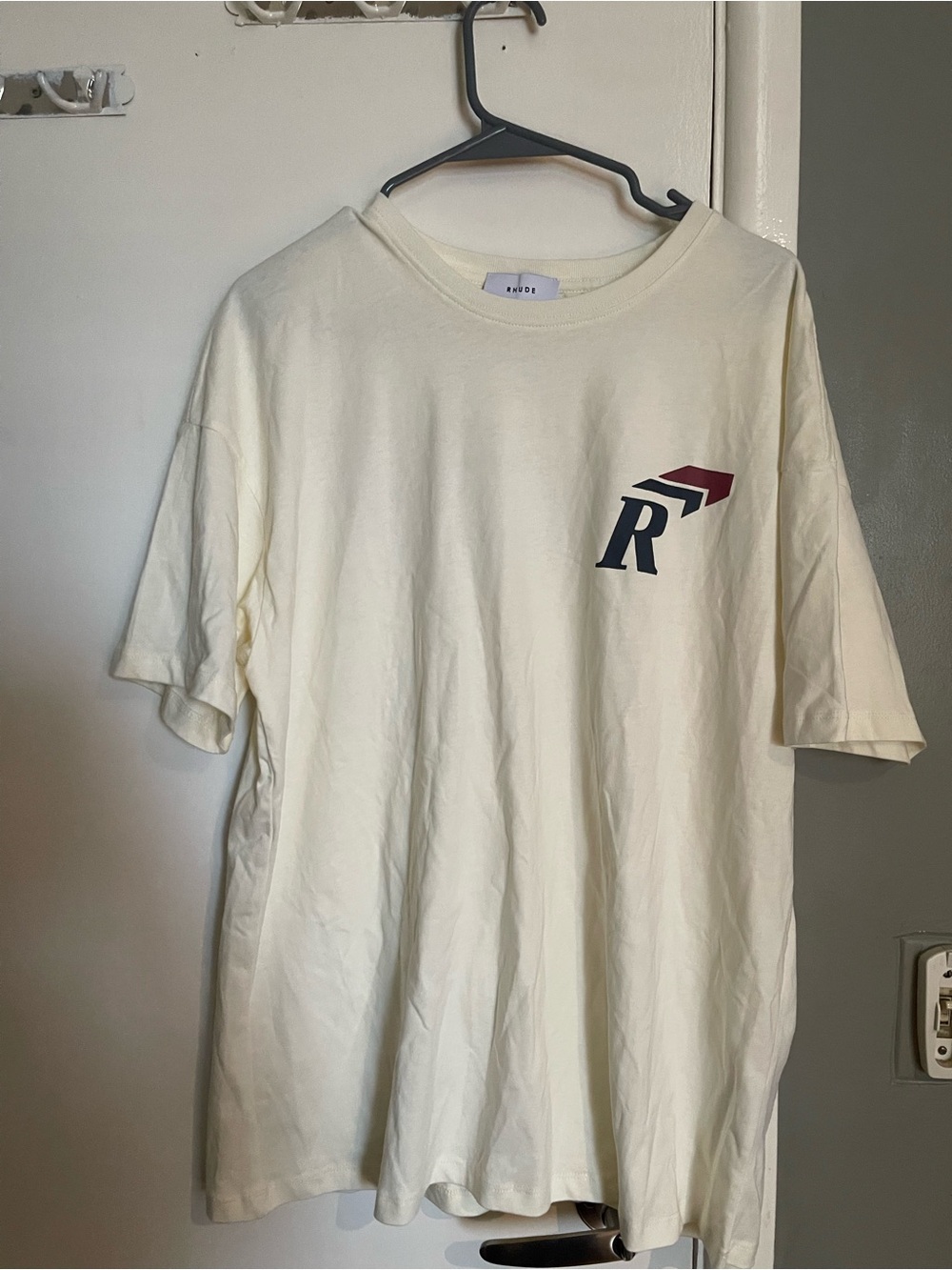 RHUDE Cream Graphic Logo Short-Sleeve Tee